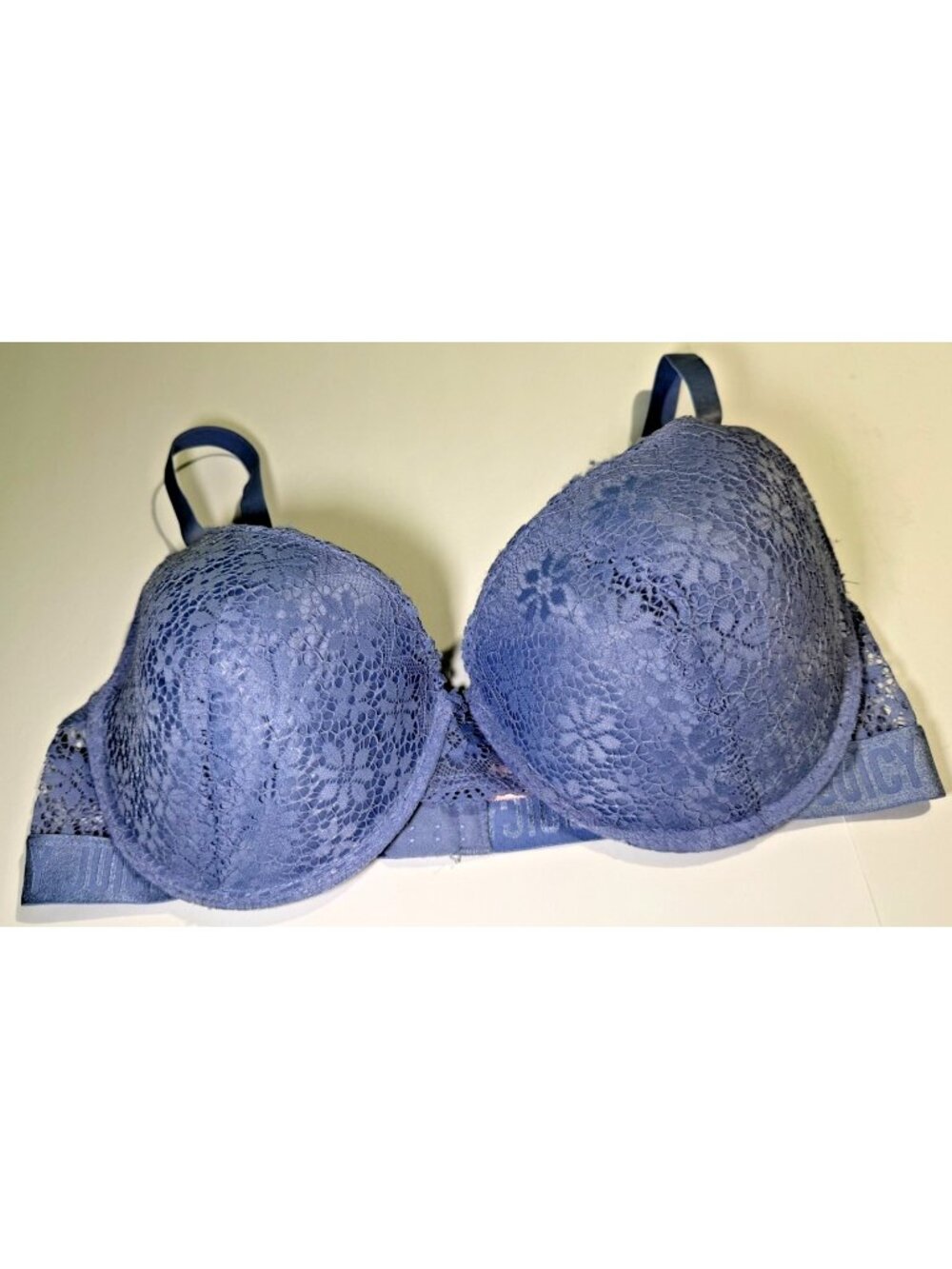 Juicy Couture Womens Bra 40C Purple Floral Lace Padded Push Up Underwire Lingeri